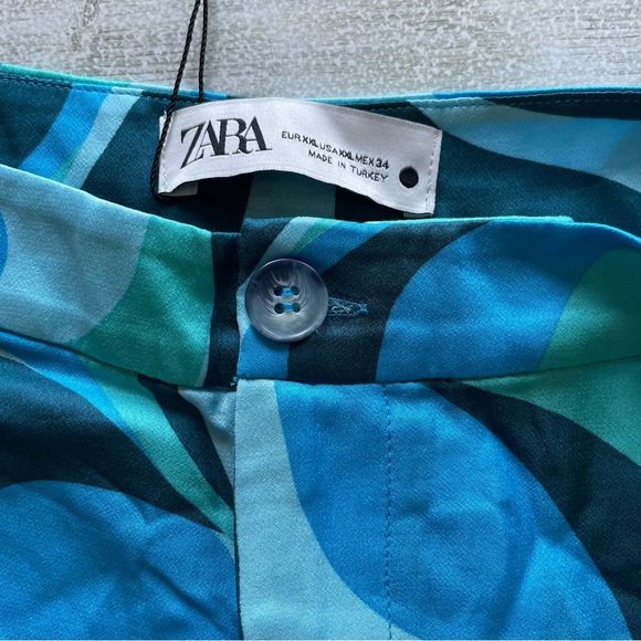 Zara Turquoise Retro Patterned The Safia Flare Pants - Picture 9 of 13